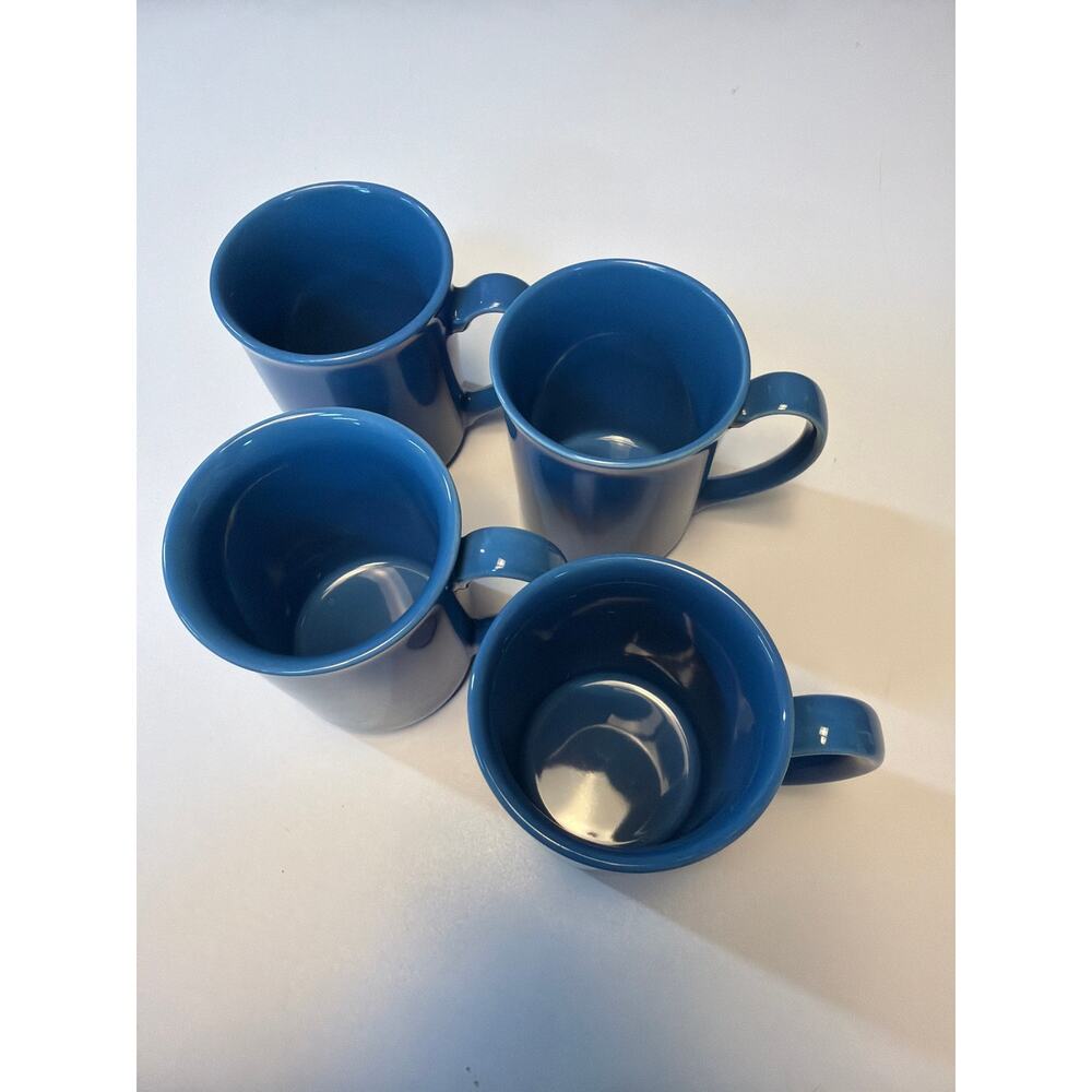 Corning NY USA Stoneware Royal Blue Coffee Tea Mugs Set of 4 - Picture 2 of 6